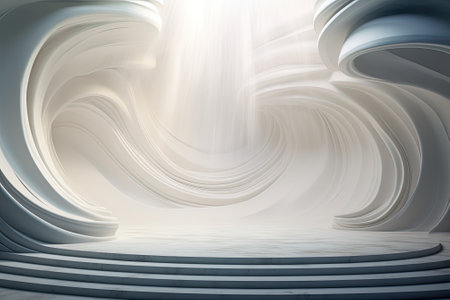 Ethereal Symphony: Abstract 3D Podium and Wall Scene as Mesmerizing Backgroundの素材