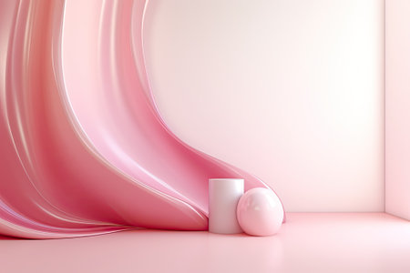 Pink Bliss: A 3D Rendered Product Display Podium with Abstract Eleganceの素材