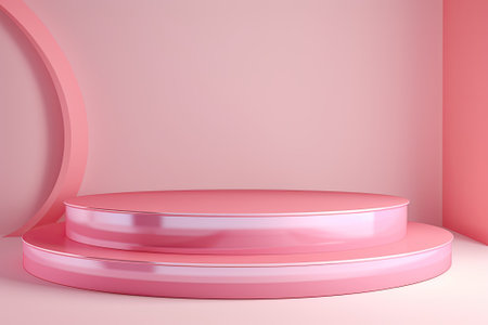 Pink Bliss: A 3D Rendered Product Display Podium with Abstract Eleganceの素材