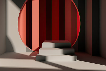 Depth & Brilliance: Captivating Abstract Shadows in Podium 3D Backgroundの素材