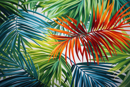 Samba Serenity: Tropical Palm Leaves Embracing Summer Vibesの素材
