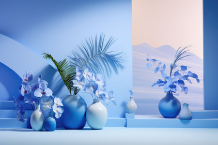 Summer Serenade: A Gradient Blue Studio Oasis for Product Presentationの素材