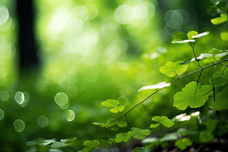 Nature's Emerald Dazzle: Green Bokeh in a Serene Forestの素材