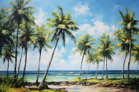 Shades of Serenity: Embracing Summer's Tranquility amidst Coconut Palmsの素材