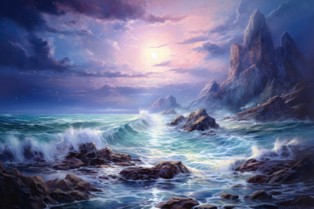 Enchanting Serenity: A Captivating Seascape with a Mesmerizing Stage at Seaの素材