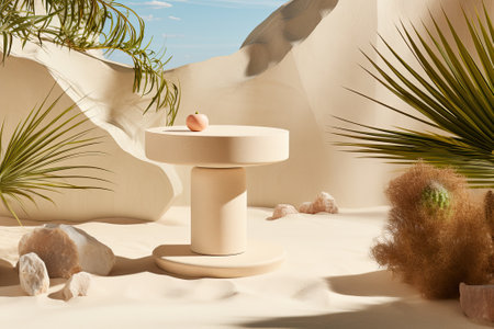 Unleash Your Creativity: Summer Sand and Free Space Paradise with our Product Pedestalの素材