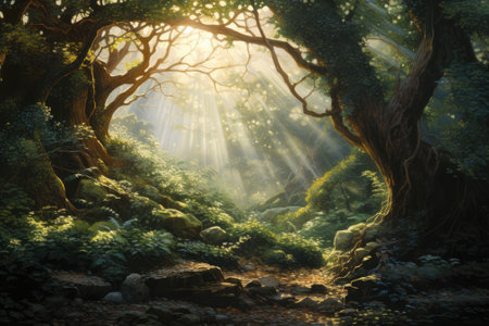 Nature's Embrace: A Dance of Sunlight and Shadowsの素材