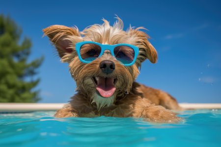 Pawsome Poolside Pooch: A Tail of Summer Fun in Shades!の素材