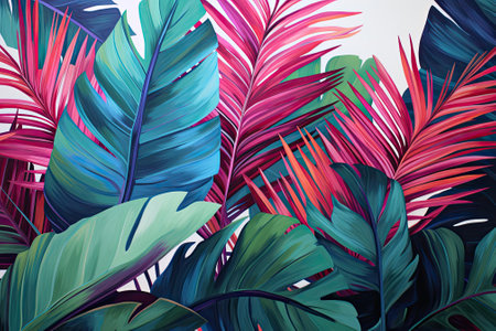 Samba Serenity: Tropical Palm Leaves Embracing Summer Vibesの素材