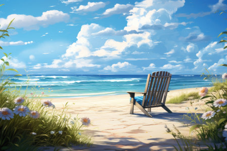 Seaside Serenity: Areamock Sandy Beach Backdropの素材