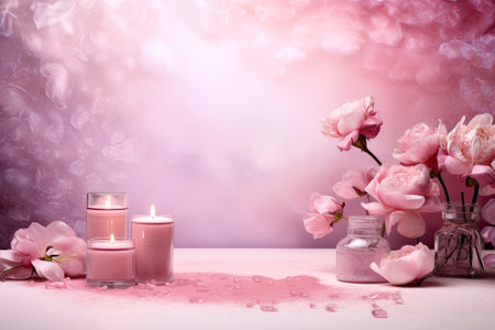 Blushing Beauty: Pinkish Delight Studio Background for Nature Cosmetic Productsの素材