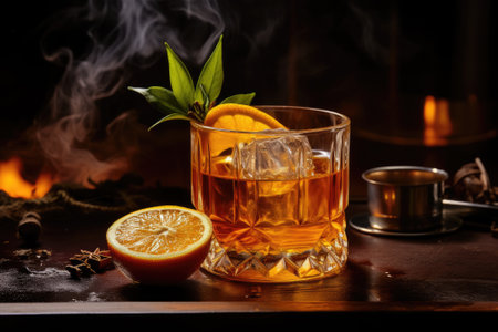 Citrus Kiss: A Whiskey Old Fashioned Delightの素材