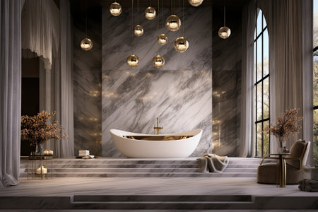 Elegant Marble Oasis: A Luxurious Stage for Bathing Essentialsの素材