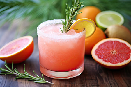 Refreshing Rosemary Twist: A Vibrant Grapefruit Lime Mocktail Palomaの素材