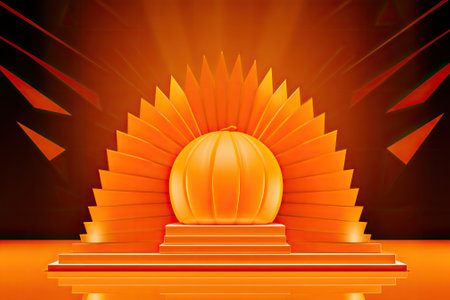 Haunted Harvest: Orange Geometric Podium for Modern Award Presentationsの素材