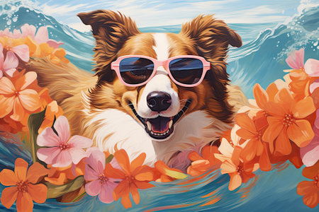 Surf Paws: Catching Waves in Paradise with Sunnies and Blossomsの素材