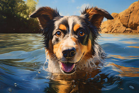 Paws in Paradise: A Dog's Summer Splashの素材