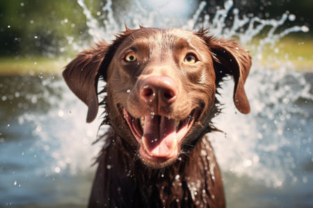 Refreshing Rendezvous: A Brown Dog's Splashy Summer Adventureの素材