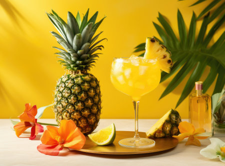 Summer Pineapple Delight: A Festive Celebration of Tropical Vibes and Stylish Fruitの素材