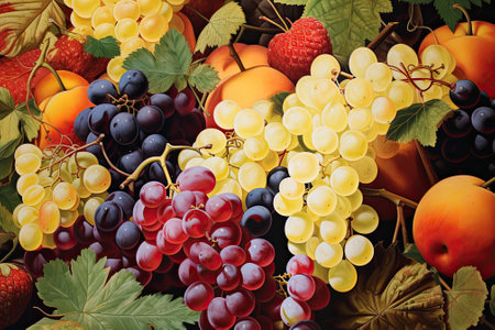 Splendid Harvest: A Vibrant Tapestry of Fresh Fruits on a White Canvasの素材