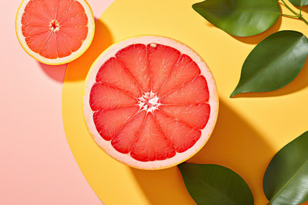 Sunny Citrus: A Refreshing Grapefruit Delight in Minimal Flat Lay Designの素材