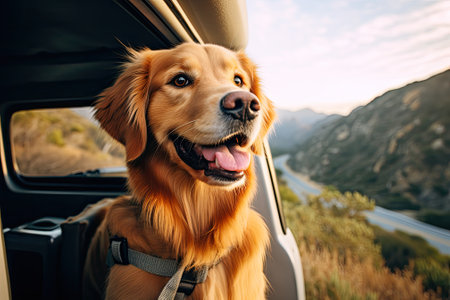 The Curious Passenger: A Golden Retriever's Road Trip Adventuresの素材