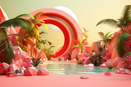 Summer Oasis: A 3D Abstract Studio for Product Showcaseの素材