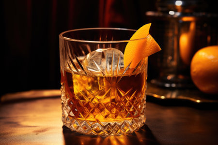 Twisted Nostalgia: The Classic Old Fashioned with a Zesty Orange Garnishの素材