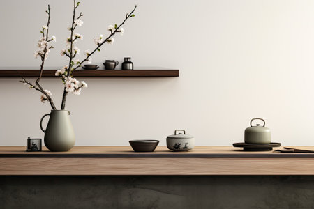 Zen Elegance: Minimalistic Japanese-Inspired Cozy Counter Mockup Designの素材