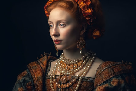 beautiful and realistic the image of queen of the 16th century historical reconstruction, high quality photoの素材