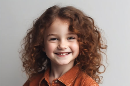 portrait of happy smiling child girl isolated on white backgroundの素材