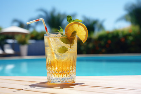 Delicious and invigorating cocktail by the poolside.の素材