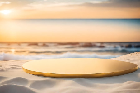 flat golden plastic podium composition with quartzite by the sea beautiful materialsの素材