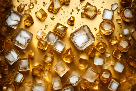 golden ice flat lay backgroundの素材