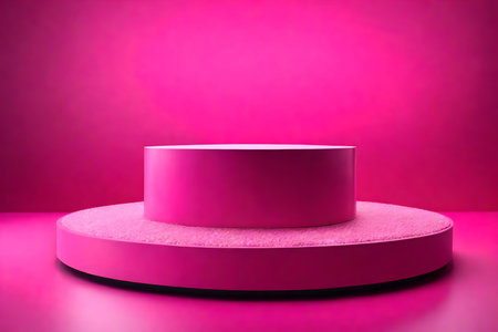 round pink plastic podium composition with stone in the photo studioの素材