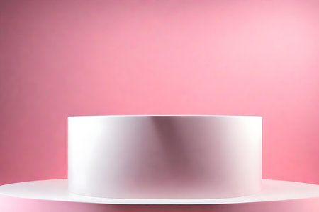 round white podium close shot pink background studio with beanの素材