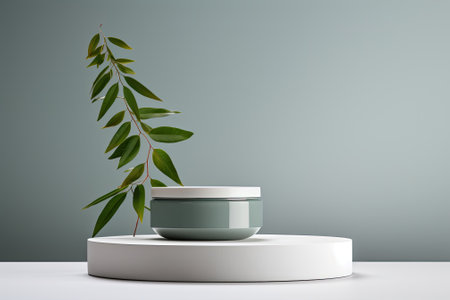 A simple background with minimal cosmetic design is used for presenting a product. It features a podの素材