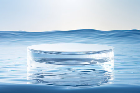 A serene and crystal-clear water surface serves as a backdrop, embellished with gentle ripples and wの素材