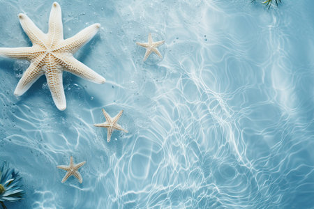 The backdrop features a water theme, characterized by a texture resembling the color blue, the surfaの素材