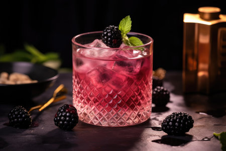 A cocktail made with blackberriesの素材