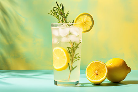 A cool and revitalizing summer drink, made with lemonade or a cocktail infused with ice, rosemary spの素材