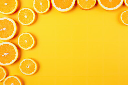 A creative summer concept featuring a pop art design with a fruit pattern of fresh orange slices plaの素材