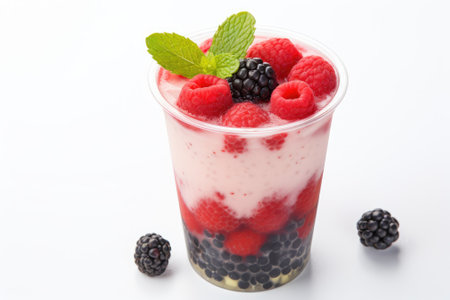 A homemade and revitalizing iced milk-based bubble tea with tapioca pearls. This delicious beverageの素材