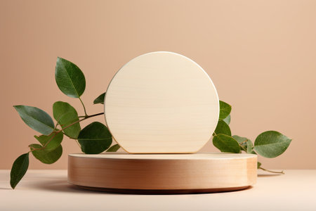 A simple and contemporary presentation of a product against a neutral beige background. The productの素材