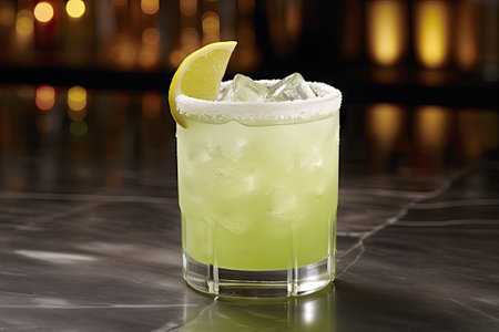 A revitalizing summertime beverage, the margarita features crushed ice and zesty citrus fruits.の素材