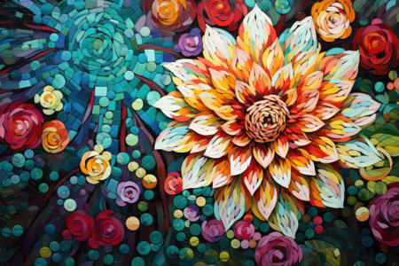 Blooming Mosaics: A Kaleidoscope of Springtime Splendorの素材