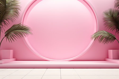 The abstract pink color gradient studio background is designed for product presentations. It portrayの素材