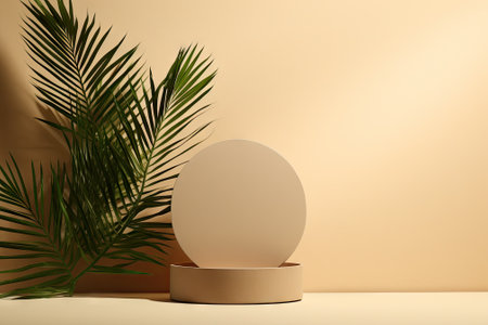 A visually simple contemporary presentation of a product on a neutral beige backdrop, featuring a poの素材