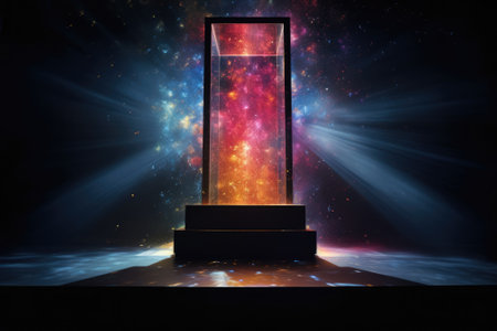 Mystic Illumination: The Enigmatic Display Podium Drenched in Abstract Darknessの素材