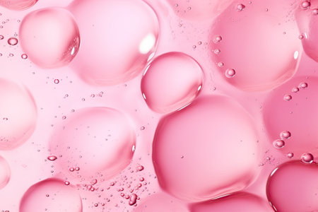 Serene Summer Surface: Pink Water Texture with Splashes and Bubbles, a Stylish Abstract Background fの素材